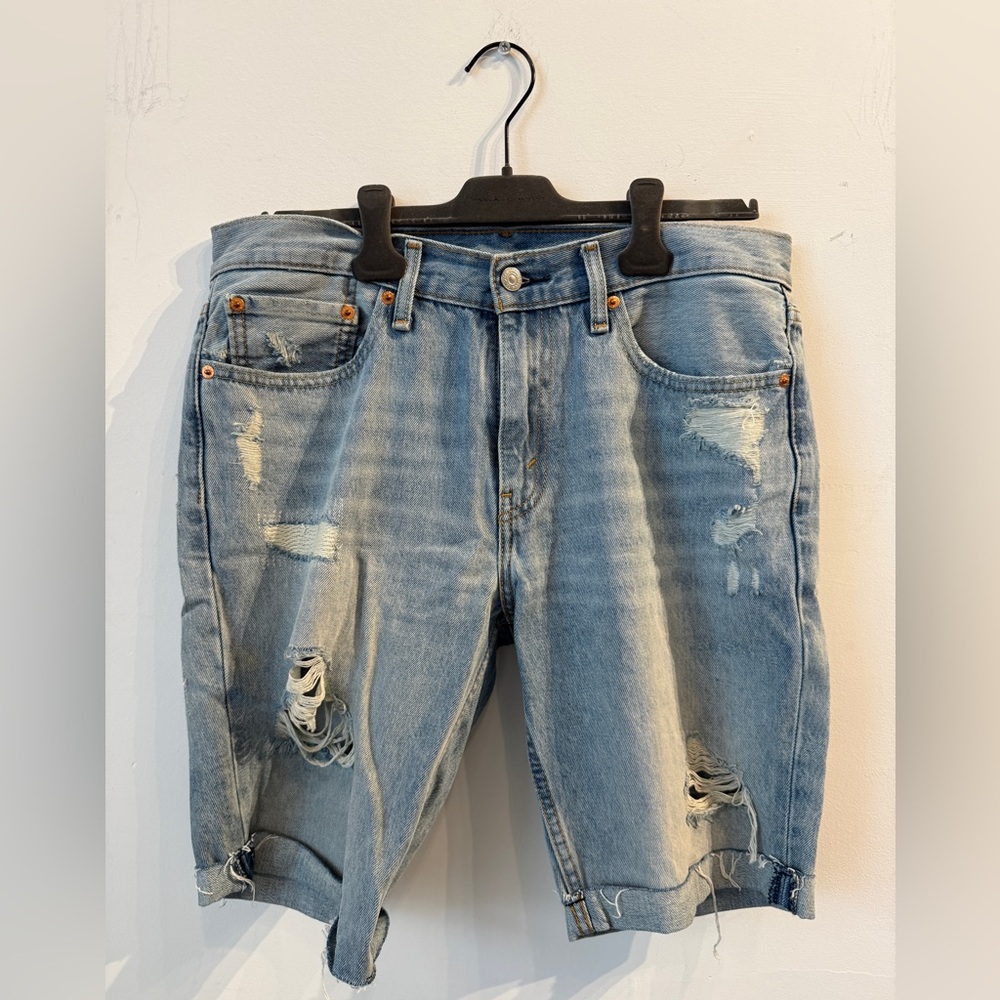 Levi's Light Blue Distressed Jean Shorts